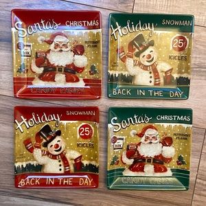 Kimberly Poloson 2004 Boston Warehouse Trading Corp Santa & Snowman Plates 4
